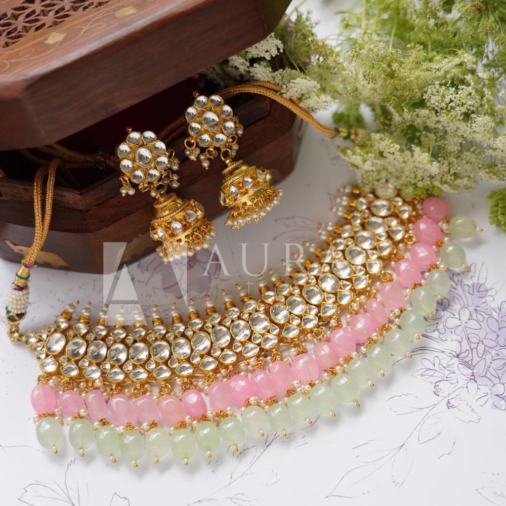 Elegant Kundan Necklace Set 22KT Gold Plated