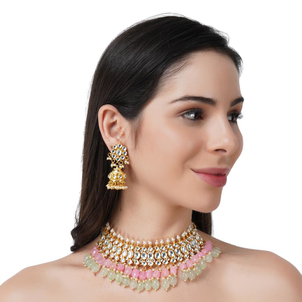 Elegant Kundan Necklace Set 22KT Gold Plated