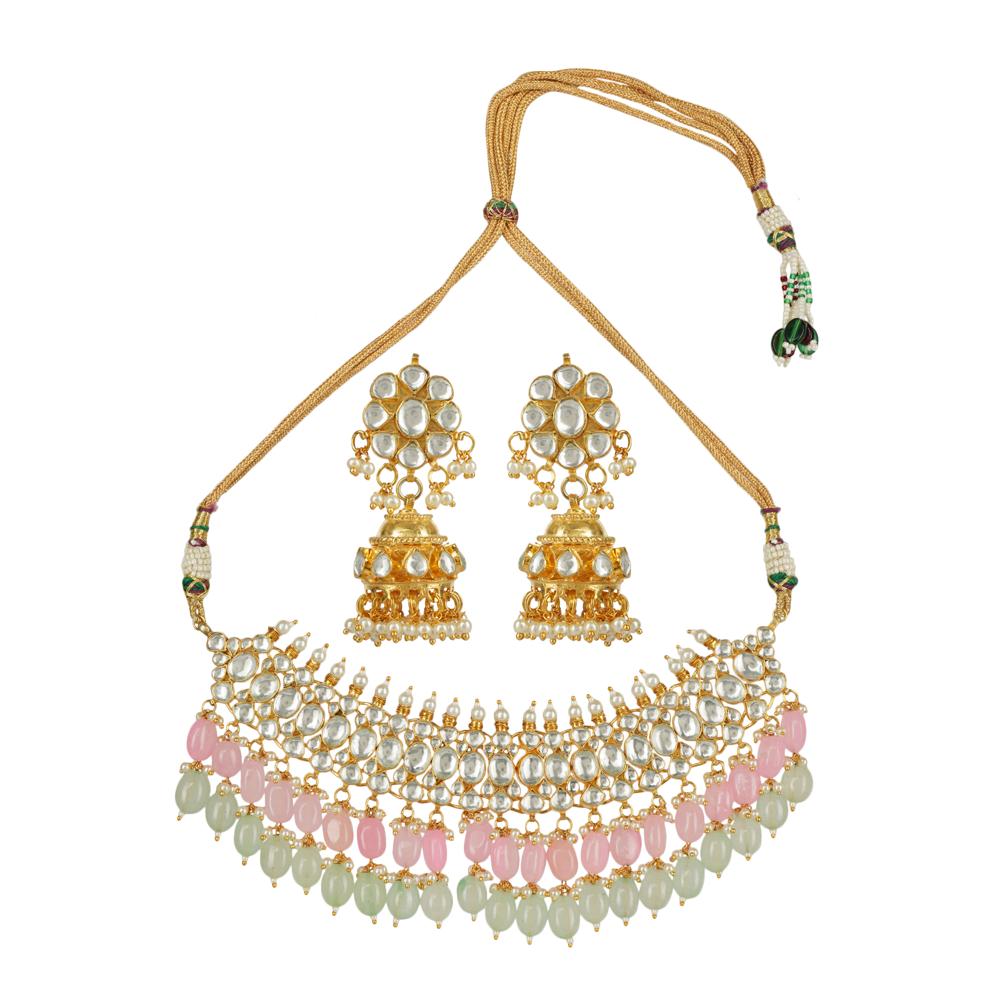 Elegant Kundan Necklace Set 22KT Gold Plated