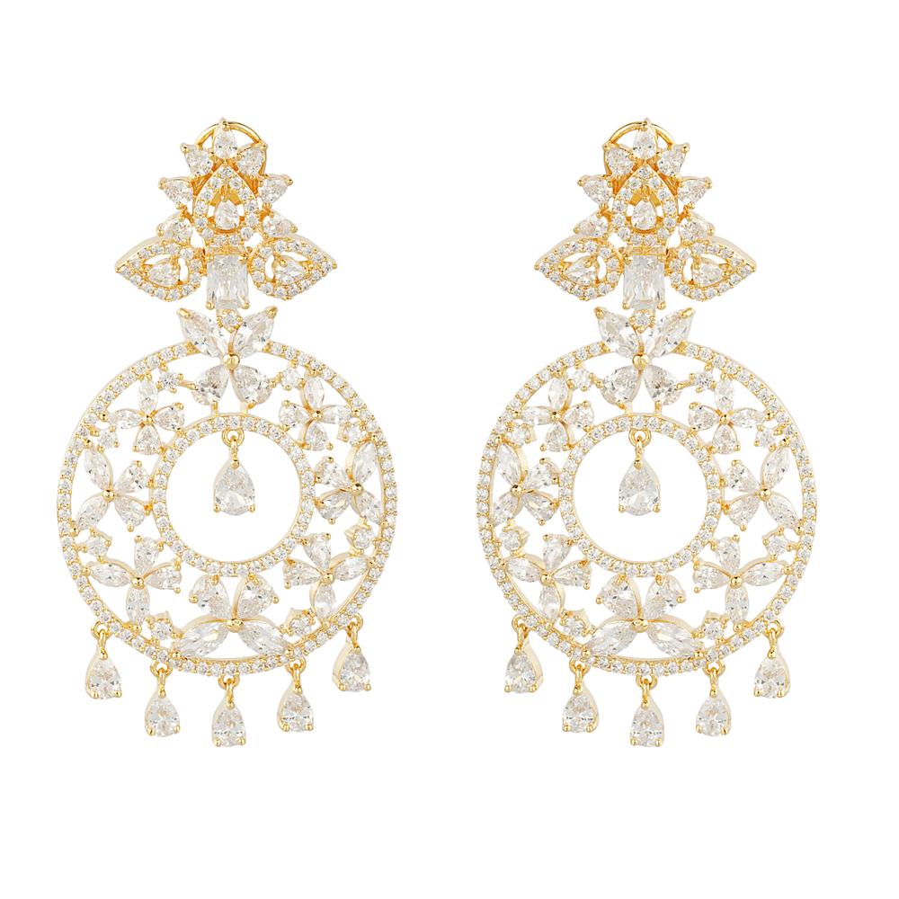 Magnificent Rhodium Plated Diamonte Earring Set