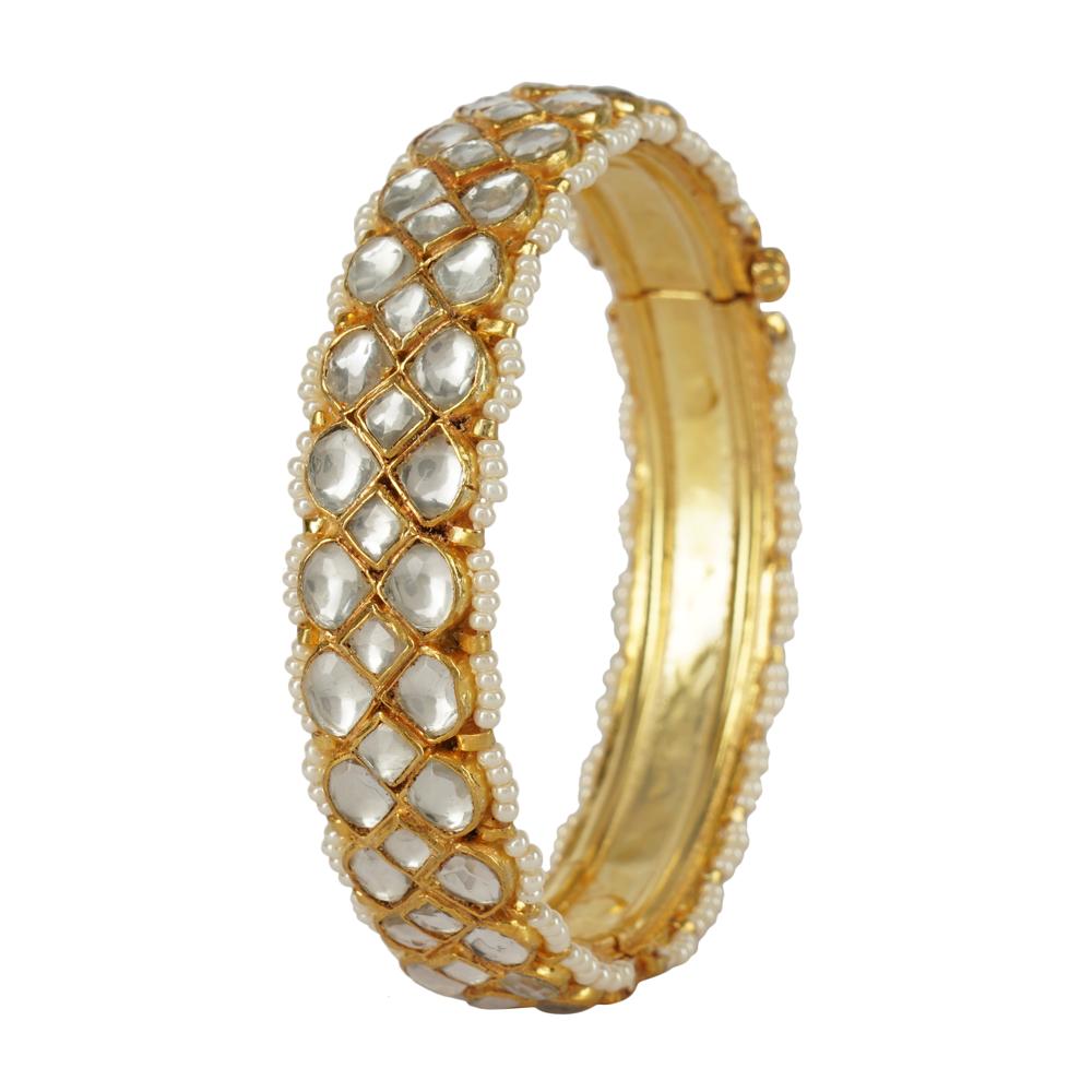 Gold Plated Kundan Bracelet Set