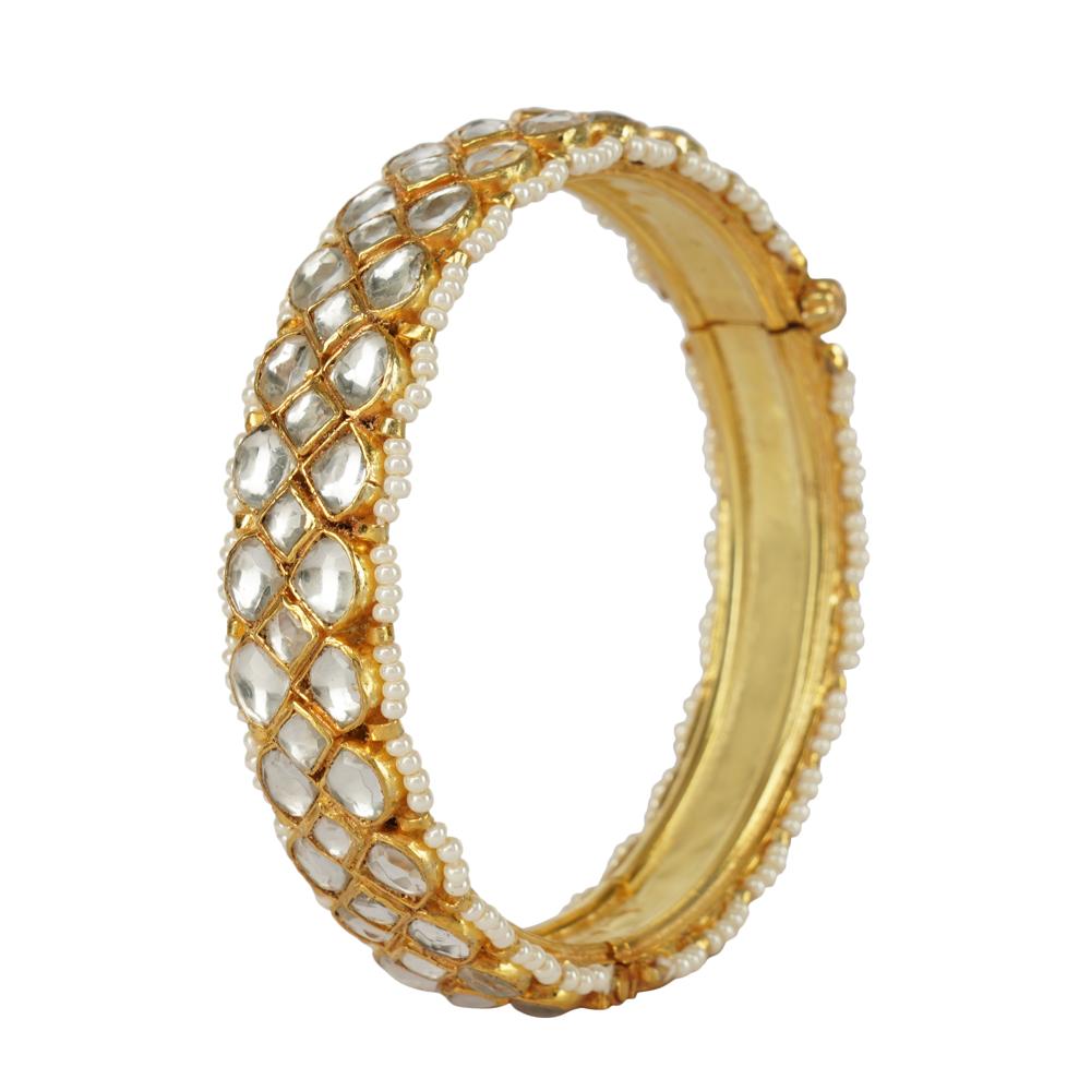 Gold Plated Kundan Bracelet Set