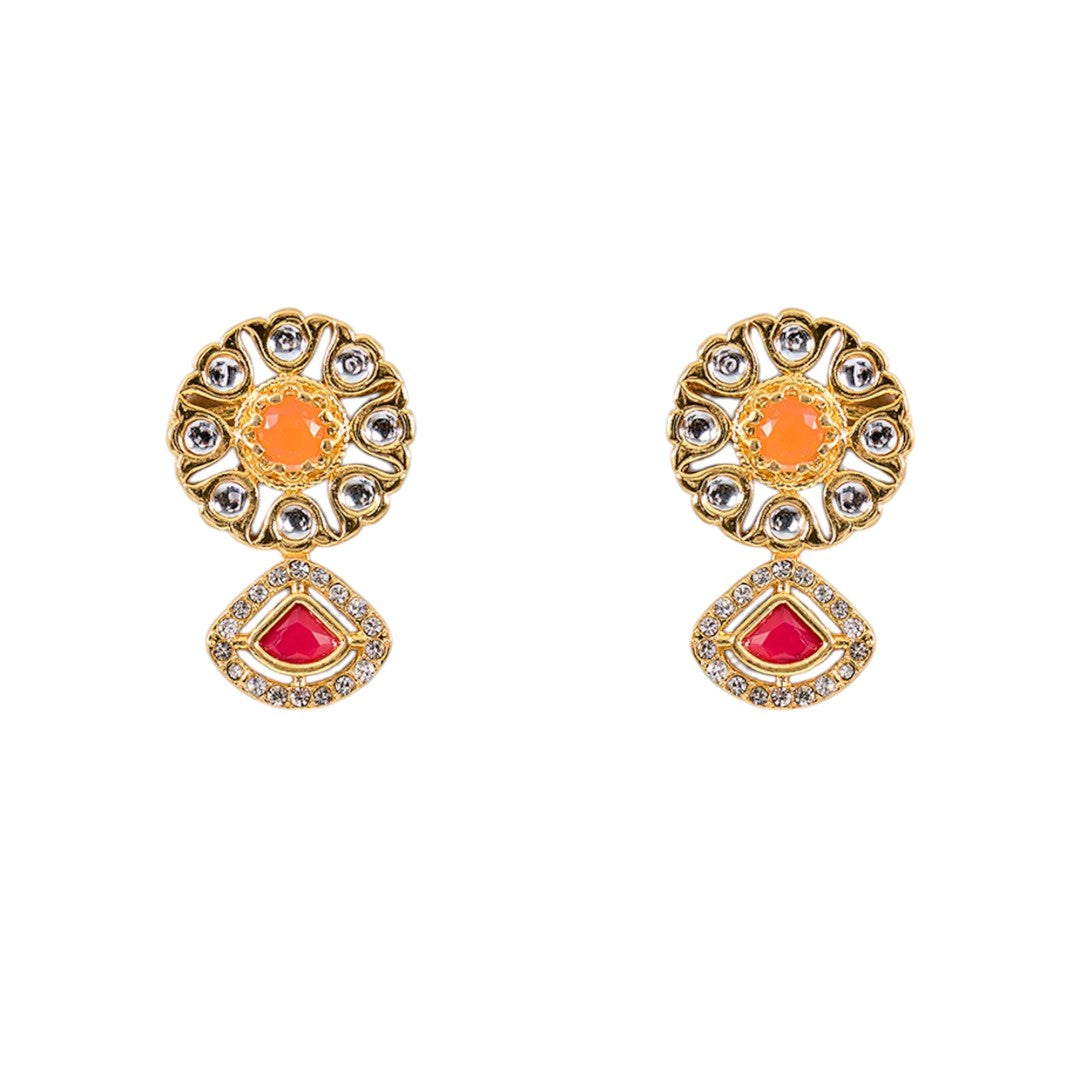 Multicolor Kundan Bridal Choker Necklace Set with Matching Earrings