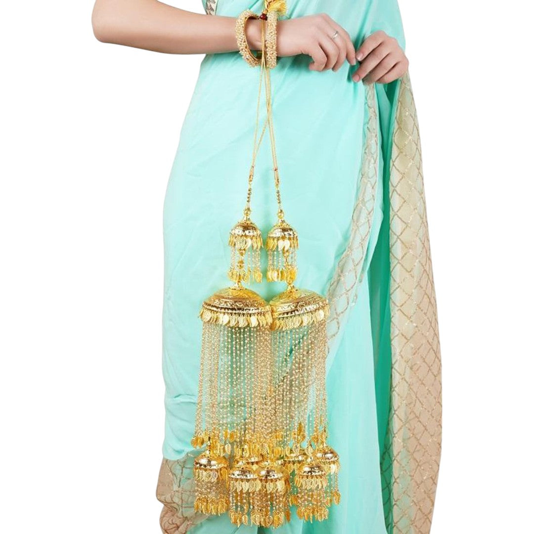 Royal Gold Finish Bridal kaleere with Multi-Layered Design