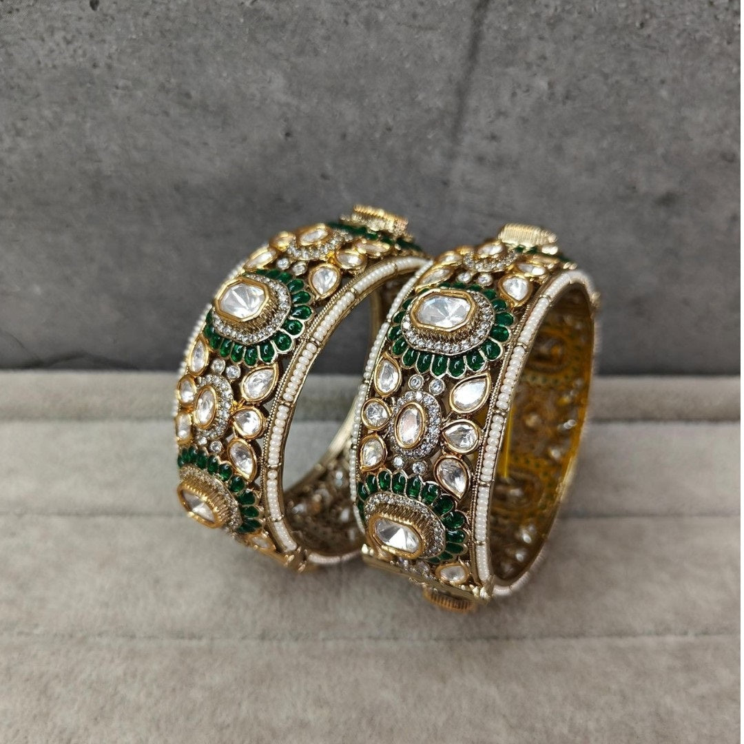 Mehandi Polish Openable Polki Kada Bangles