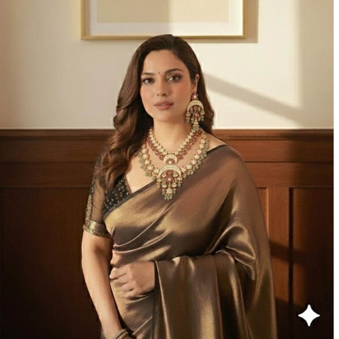 Bridal Kundan Polki Necklace Set with Earrings - Auraa Trends