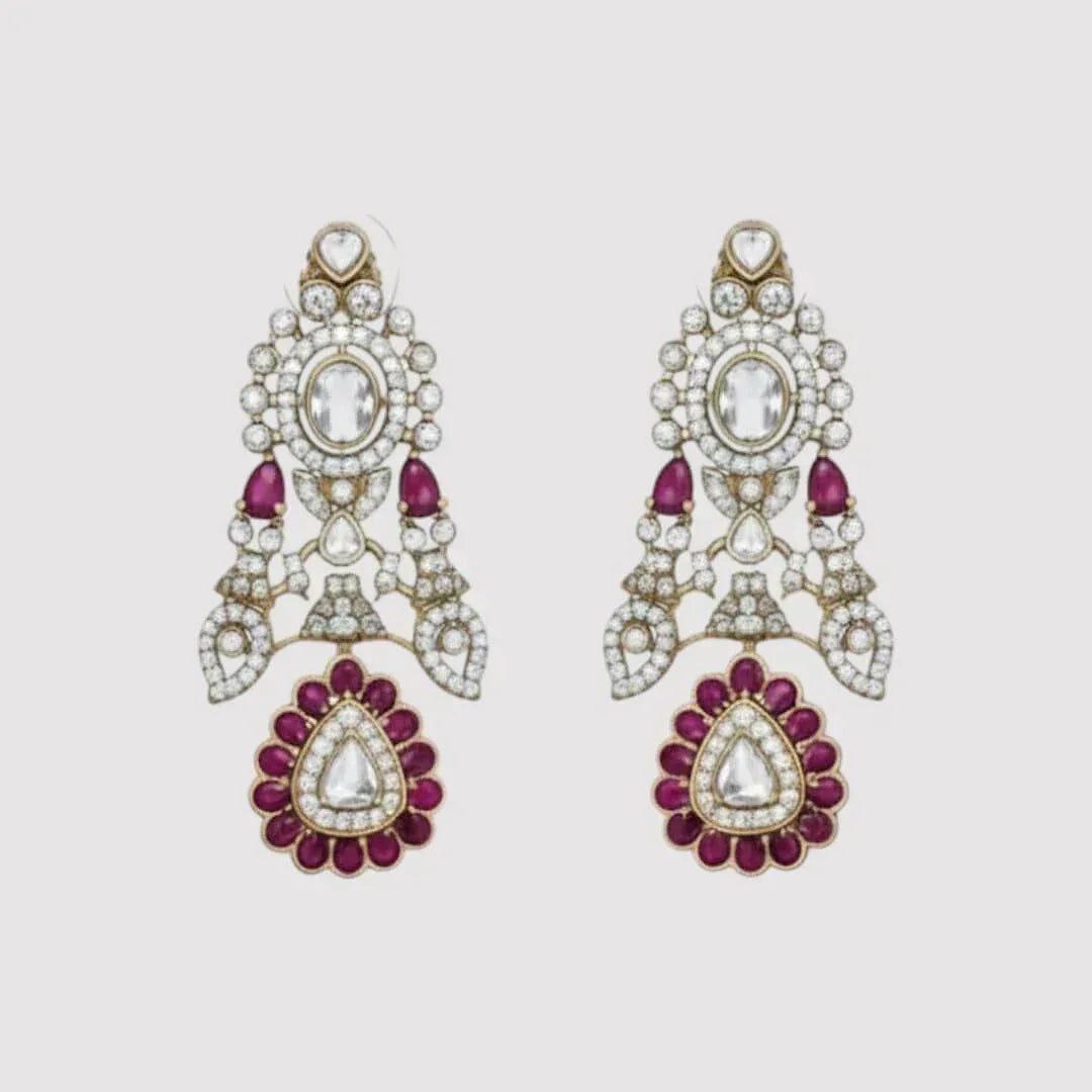 Bridal Kundan & Ruby Stone Choker Necklace Set with Matching Earrings for Women - Auraa Trends