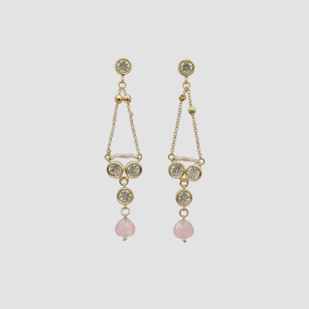 Gold-Plated Double-Layer Crystal Necklace Set With Earring