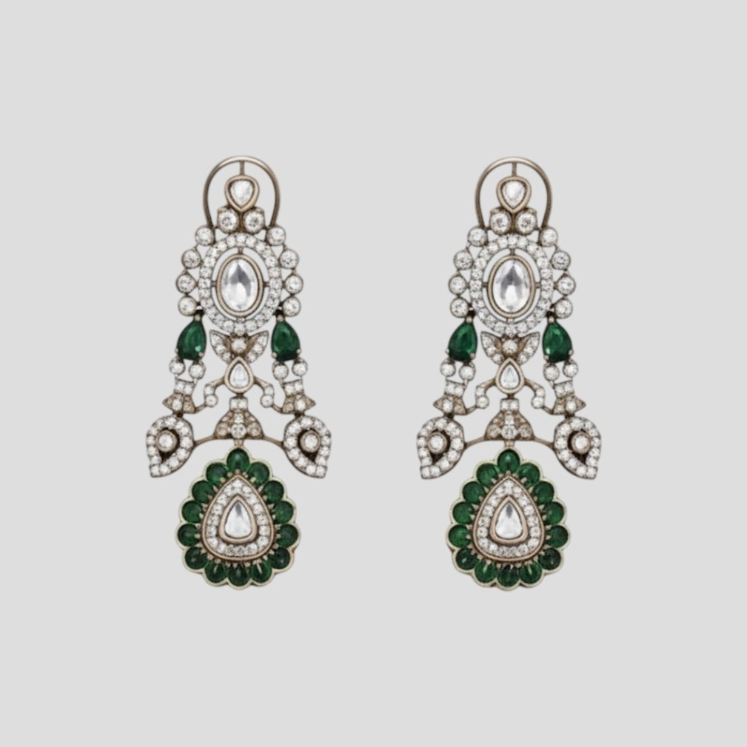 “Kundan bridal choker necklace set with green enamel drops and matching earrings – ethnic wedding jewellery for women.”