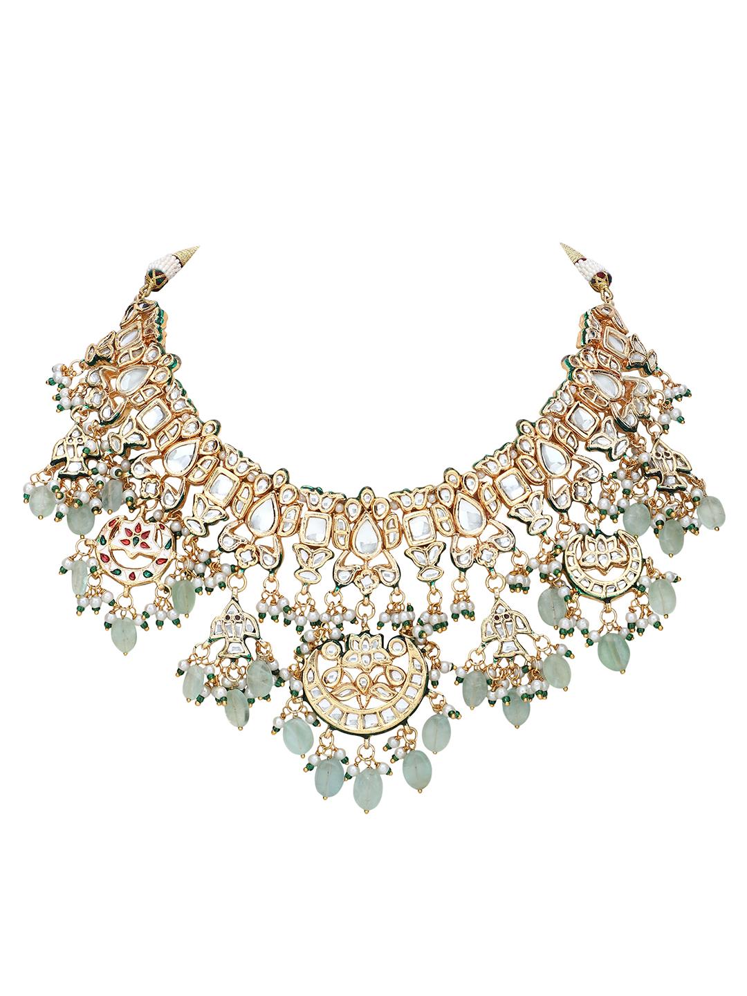 Ornate Gold Kundan Necklace Set