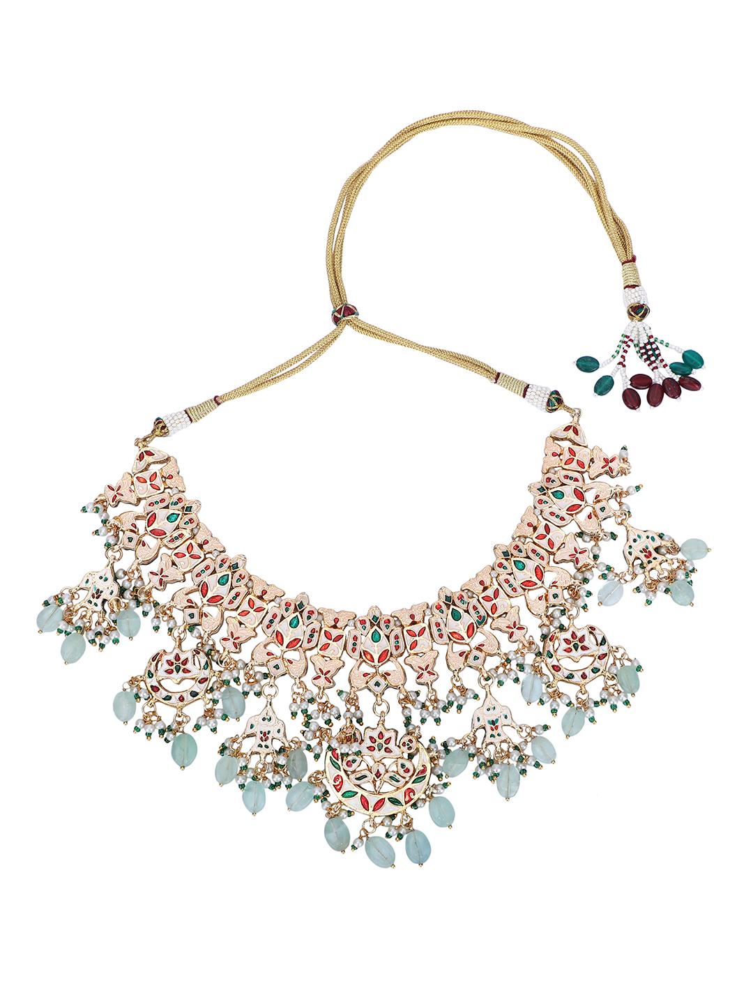 Ornate Gold Kundan Necklace Set