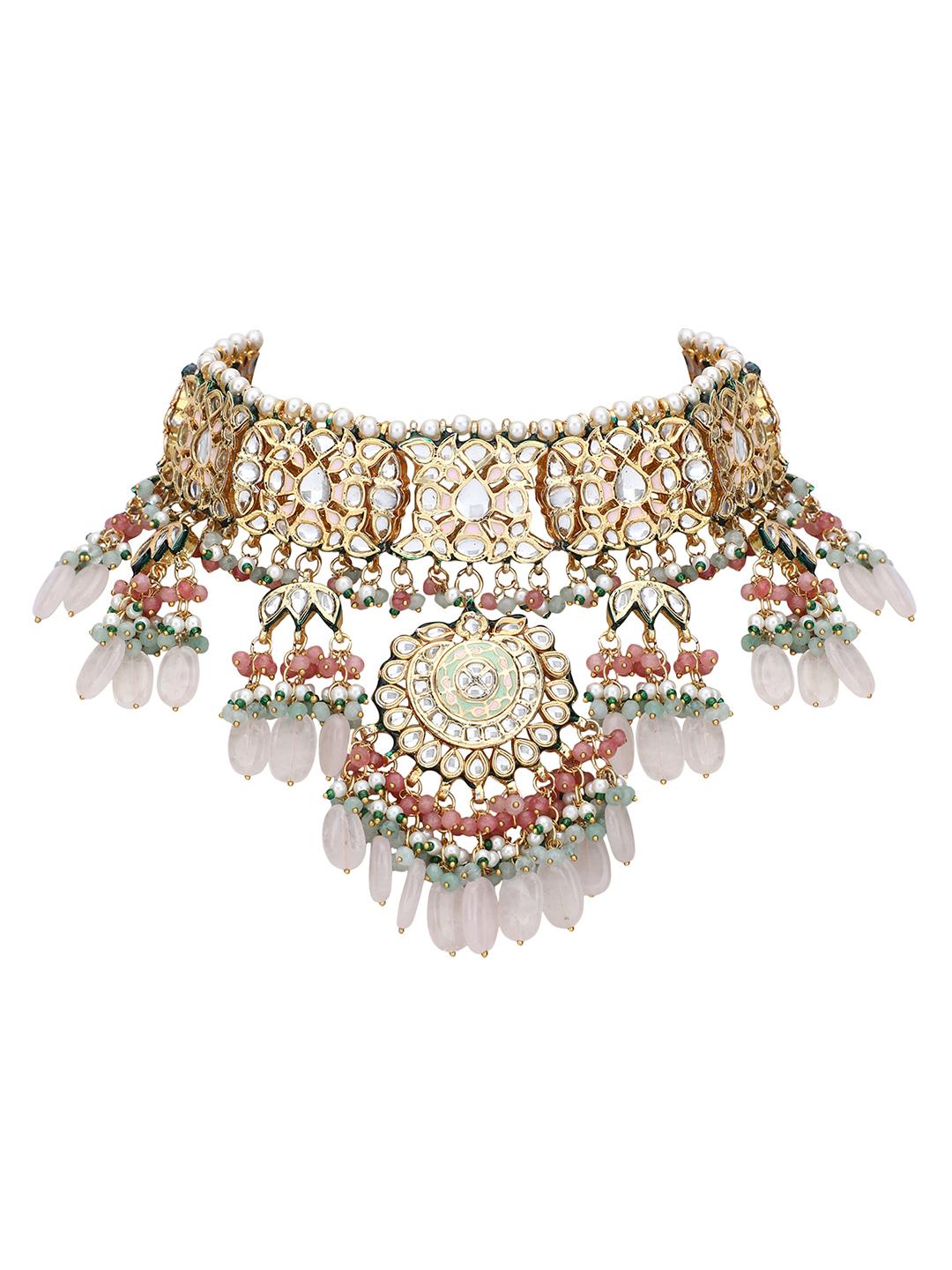 Bridal Pink Kundan Necklace Set