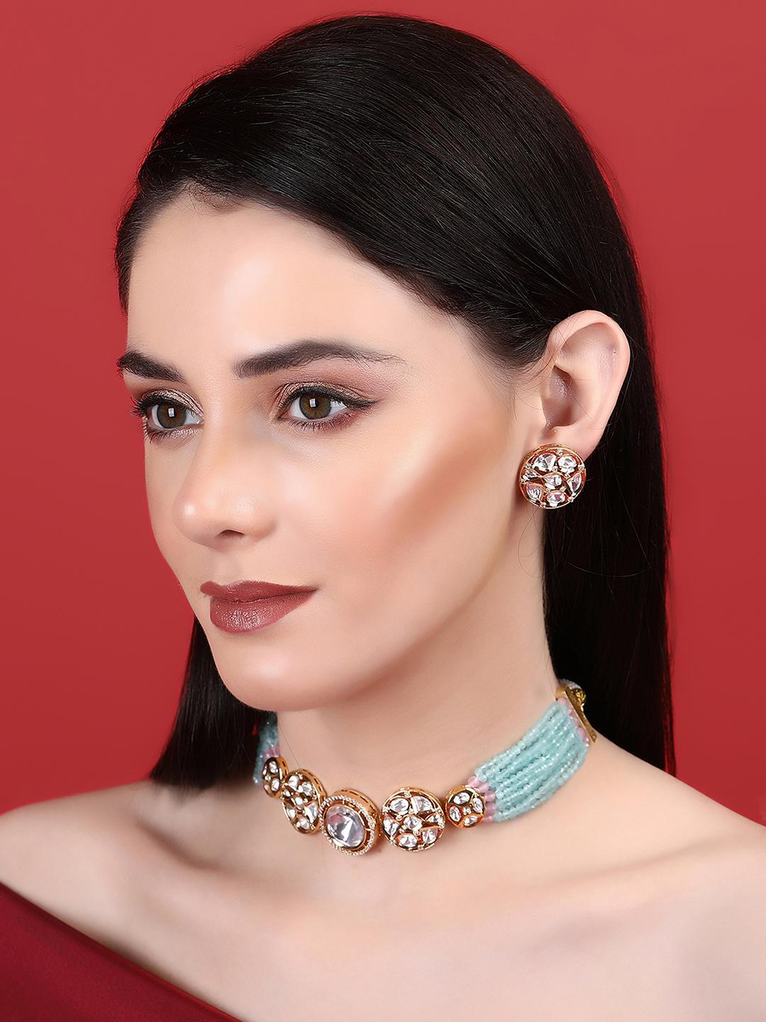 Choker Necklace Set with Matching Earrings