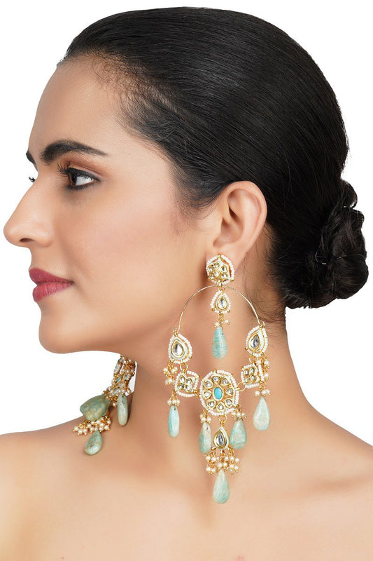 Ornamental Gold Plated Kundan Earrings