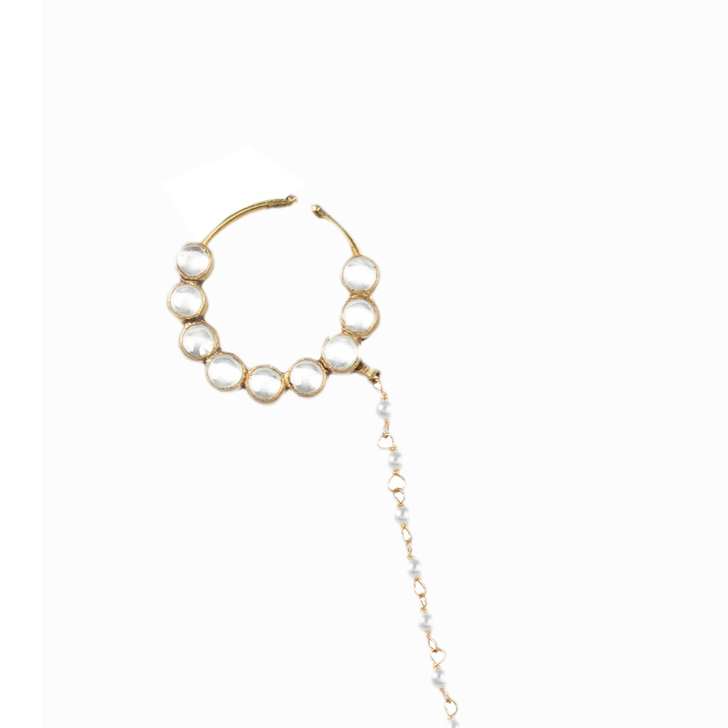 Elegant Kundan Bridal Nath with Pearl Chain