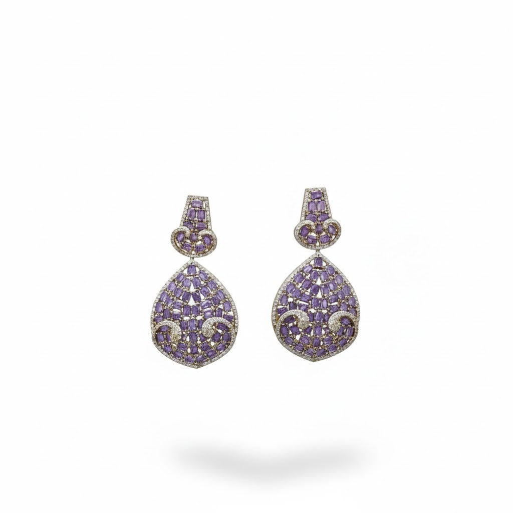 Purple Stone Studded Bridal Necklace Set for Women