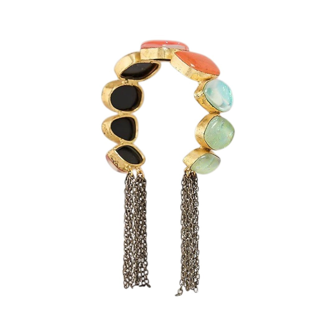 Multicolor stone gold tone designer bracelet for women