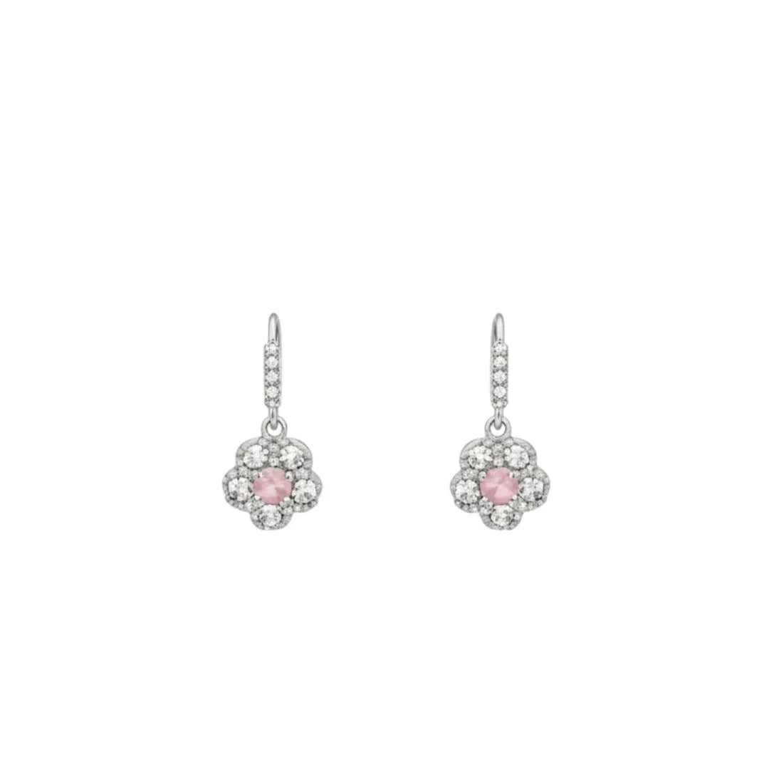Floral Crystal Necklace & Earring Set in Silver Finish - Auraa Trends