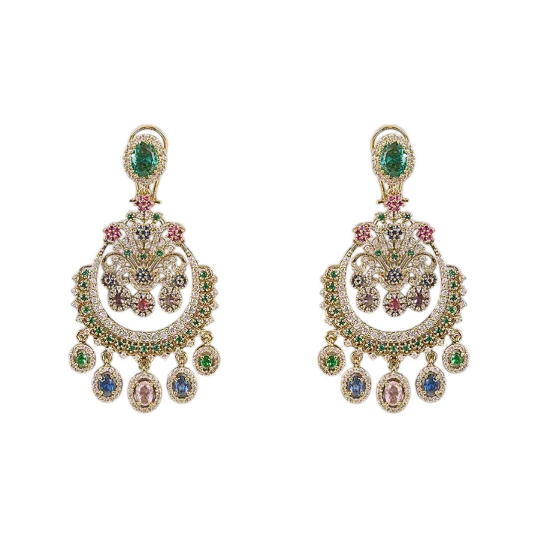Luxury Multicolor CZ Chandelier Earrings for Women