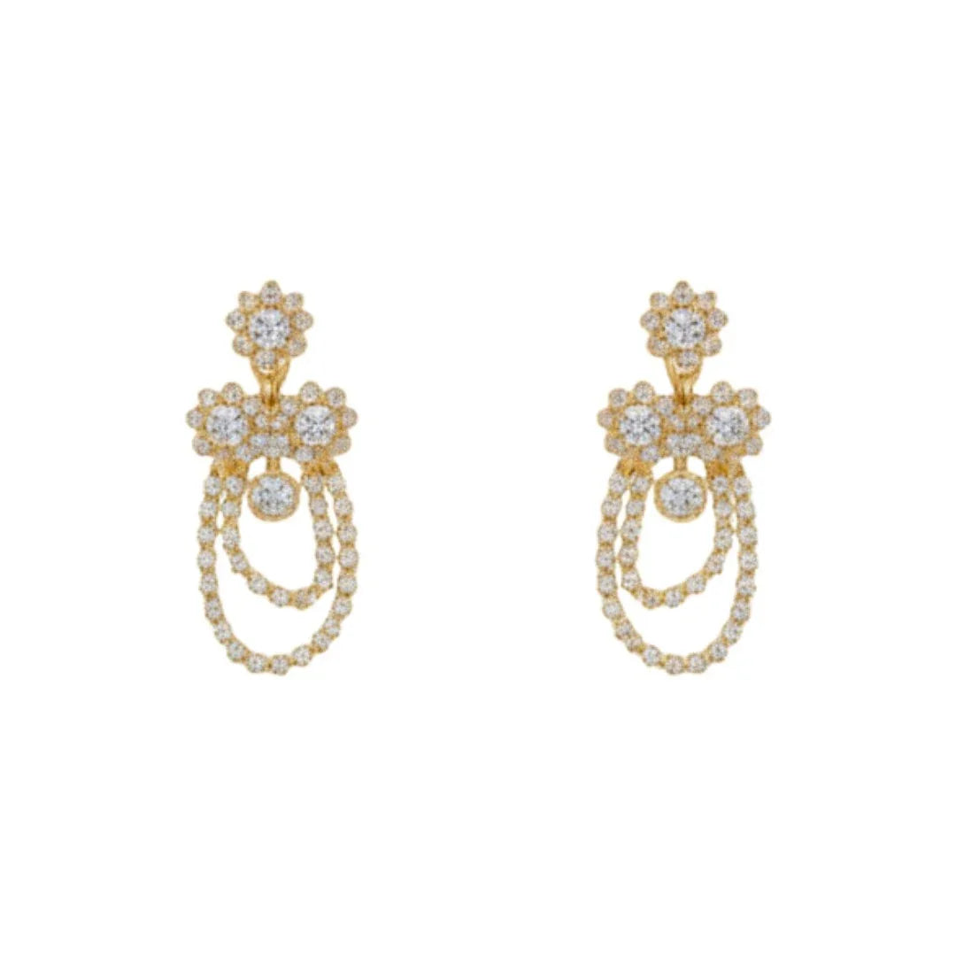 Floral Gold Plated Layered Necklace Set with Earrings for Women - Auraa Trends