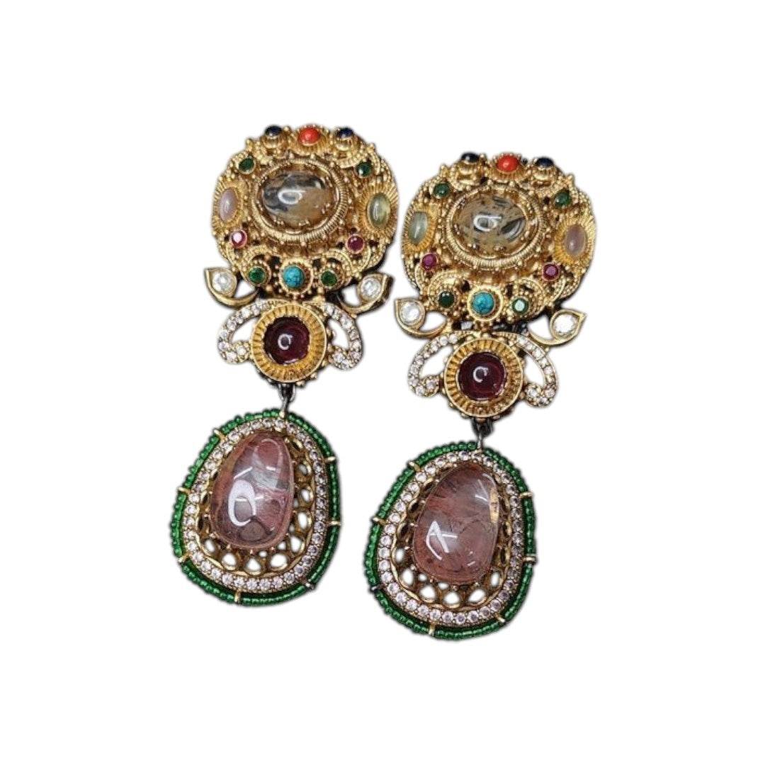 Royal Multicolor Kundan & Beaded Necklace Set - Auraa Trends