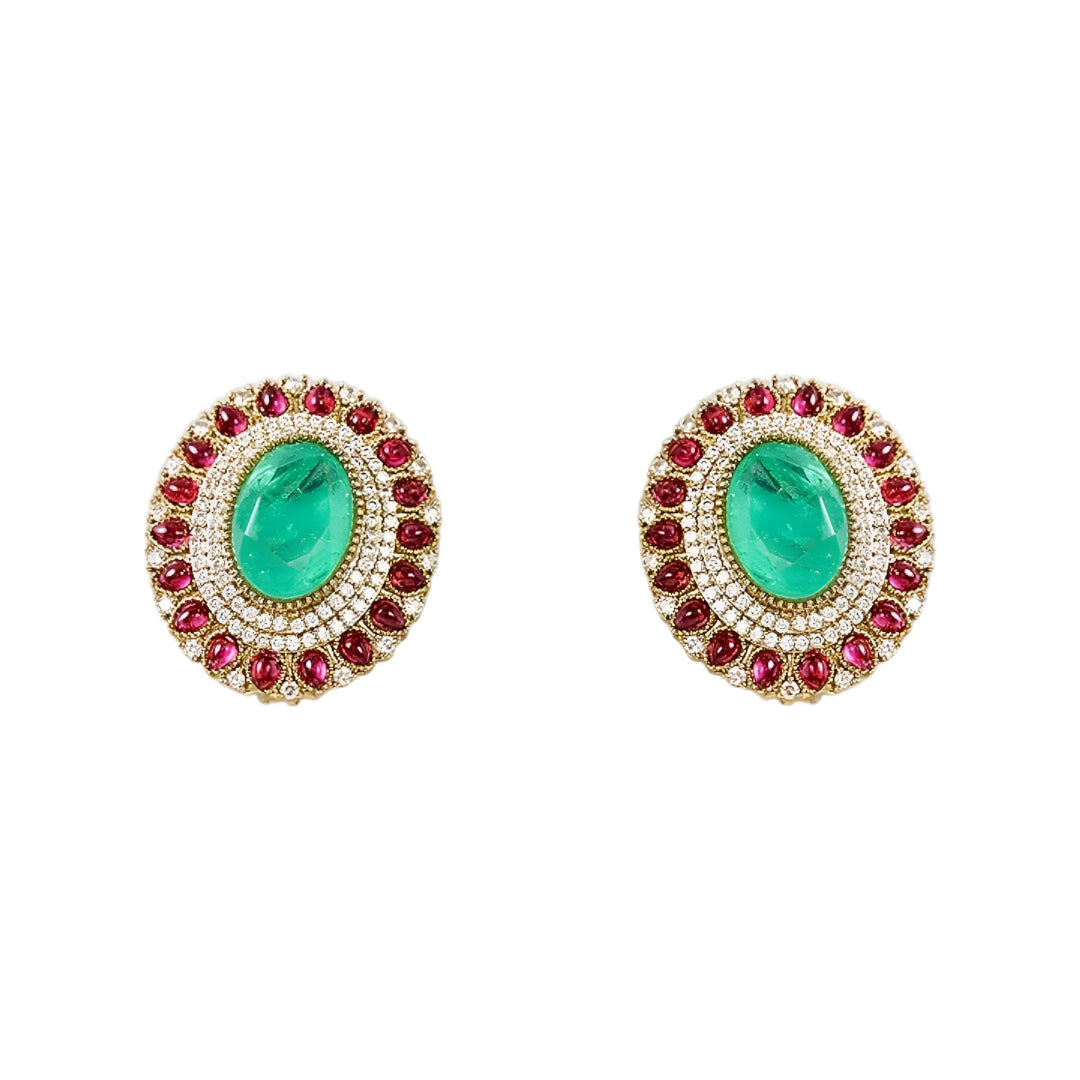 Royal Green Kundan Choker Necklace Set with Ruby Accents | Bridal Traditional Jewelry Set for Women