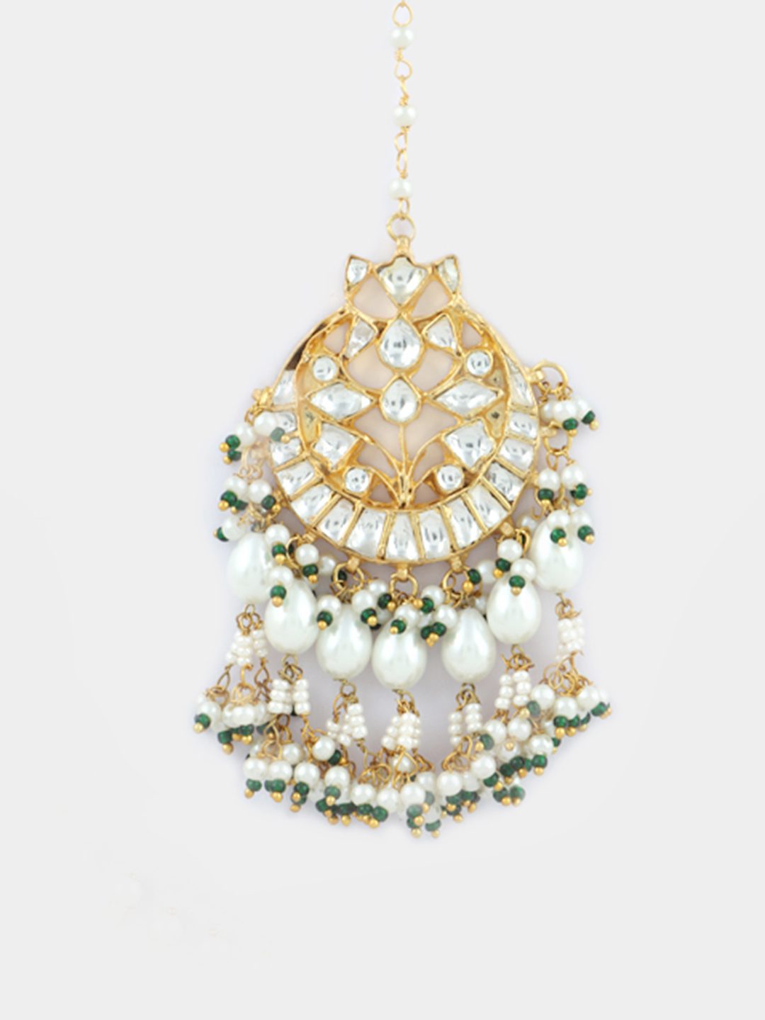 Dignified Gold Plated Long Kundan Necklace Set