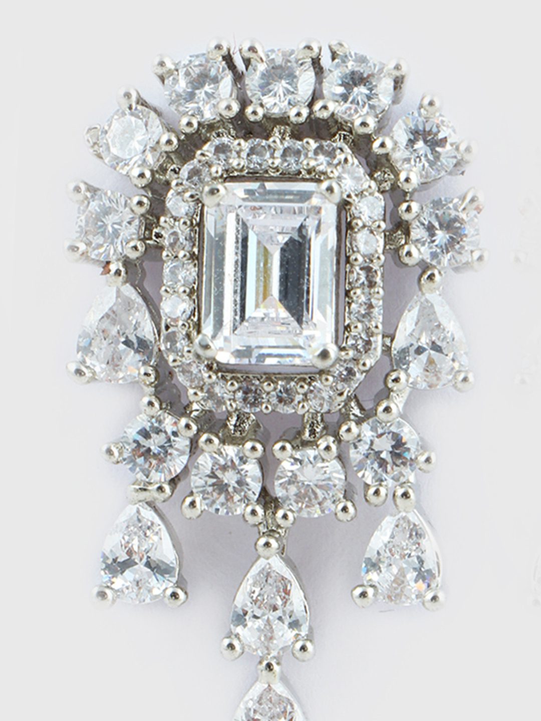 Alluring Rhodium Plated American Diamond Stud Earrings