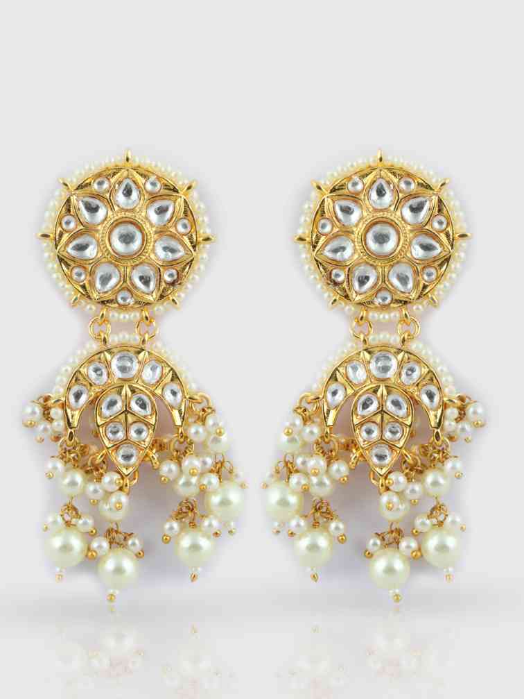 Sparkling Gold Plated Kundan Necklace Set