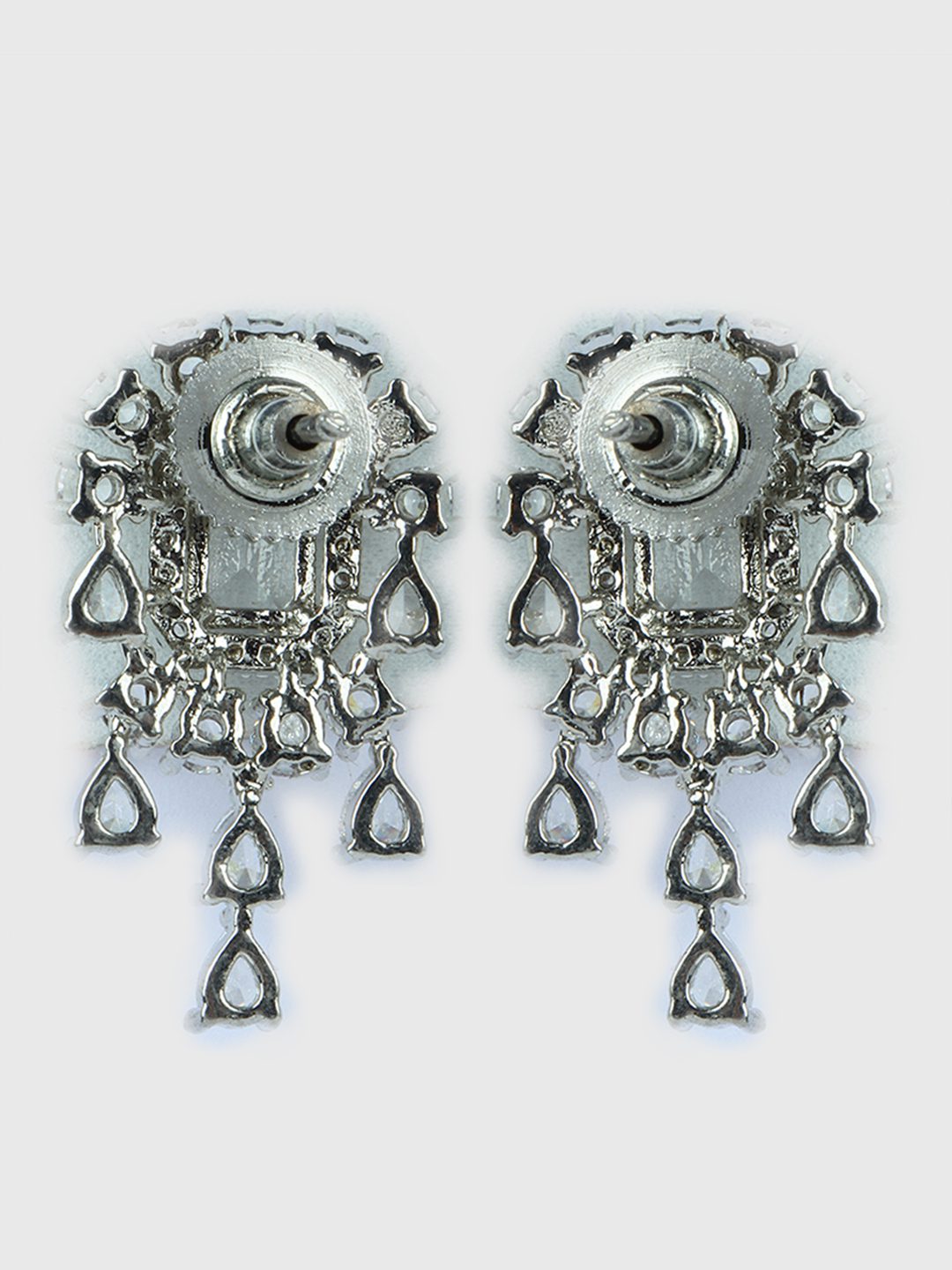 Alluring Rhodium Plated American Diamond Stud Earrings