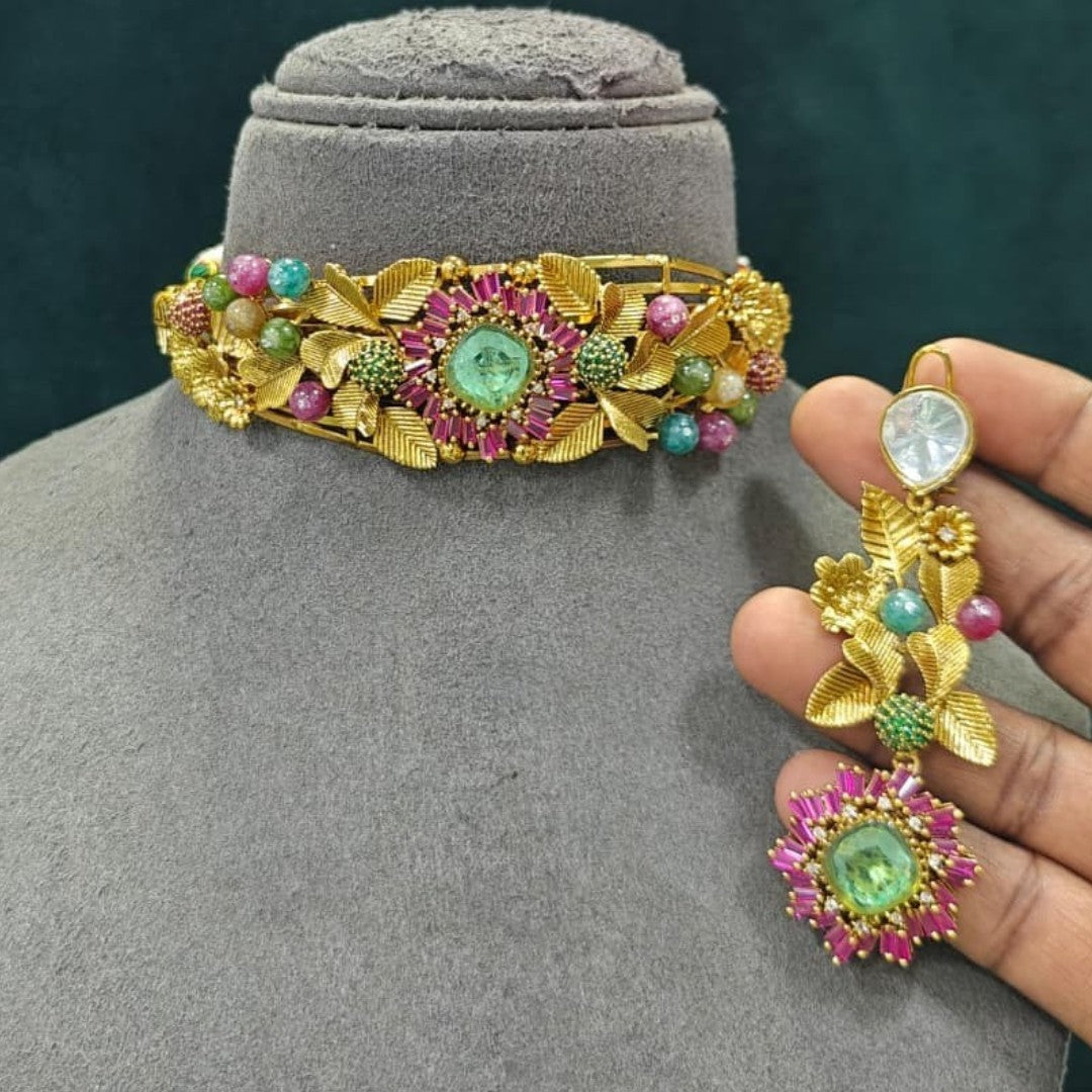 Multicolour Bead Antique Choker Set
