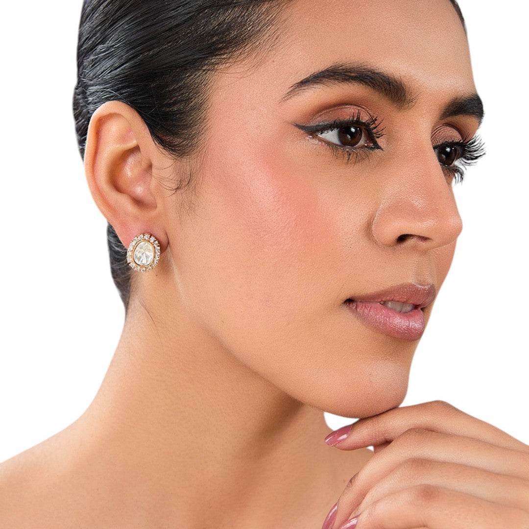 Elegant Round Crystal Stud Earrings for Women – Classic Daily Party Wear - Auraa Trends