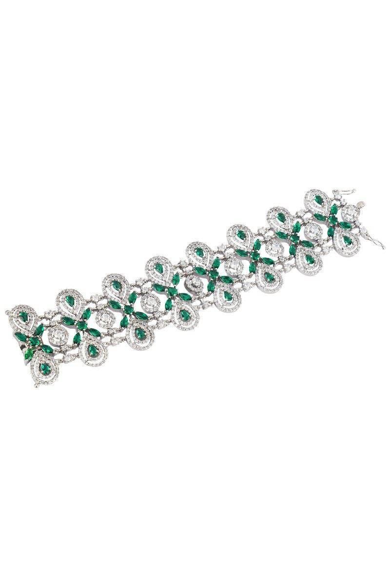 Alluring Rhodium Finish Diamond Studded Bracelet - Auraa Trends