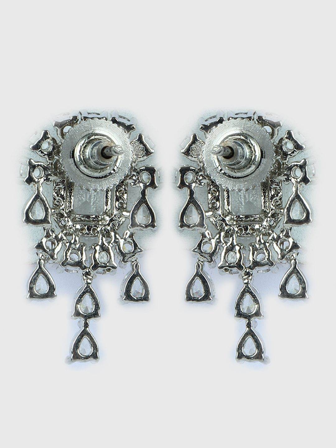Alluring Rhodium Plated American Diamond Stud Earrings - Auraa Trends