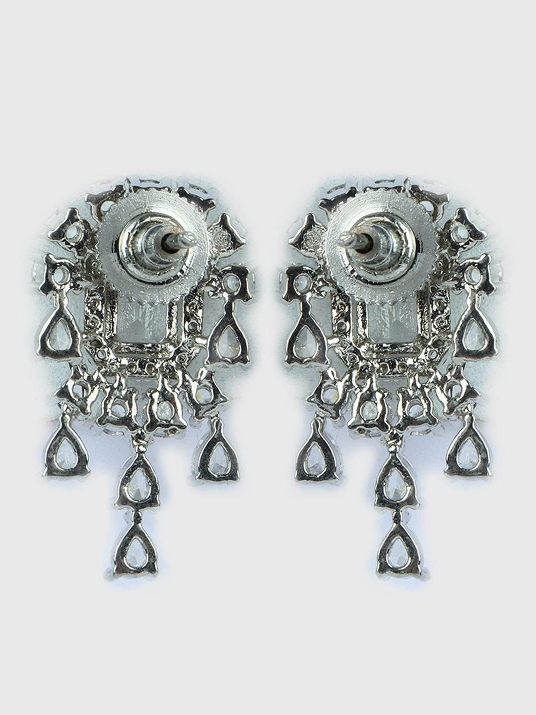 Alluring Rhodium Plated American Diamond Stud Earrings - Auraa Trends