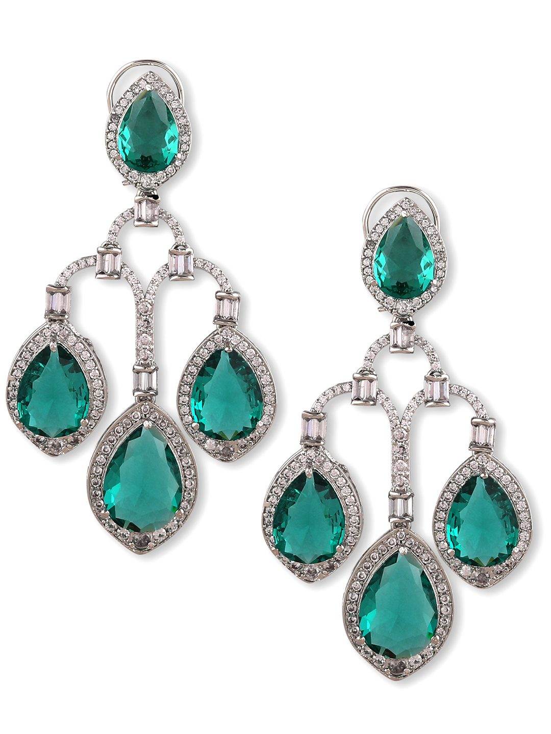 American Diamond Zircon Chandelier Earrings - Auraa Trends