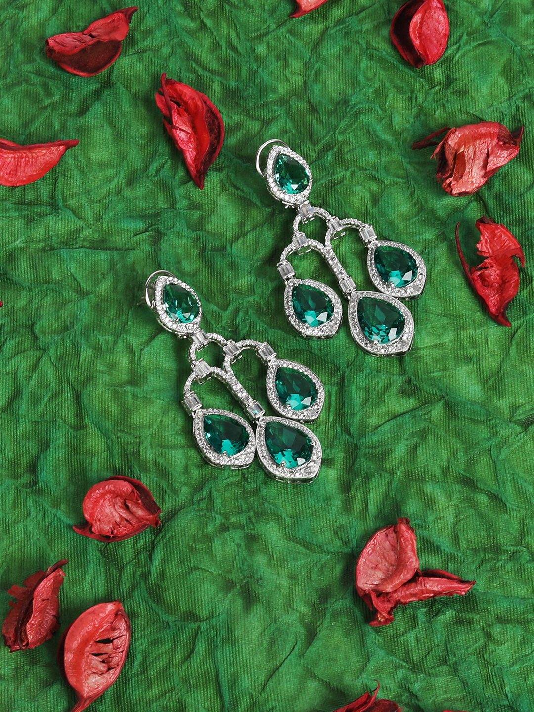 American Diamond Zircon Chandelier Earrings - Auraa Trends