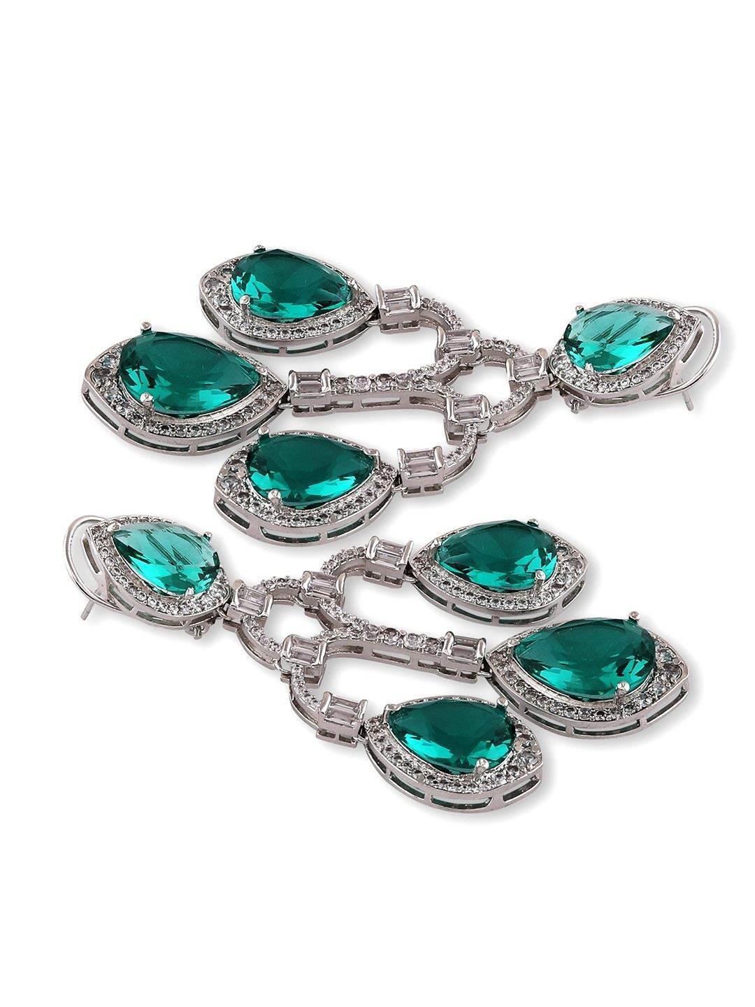 American Diamond Zircon Chandelier Earrings - Auraa Trends