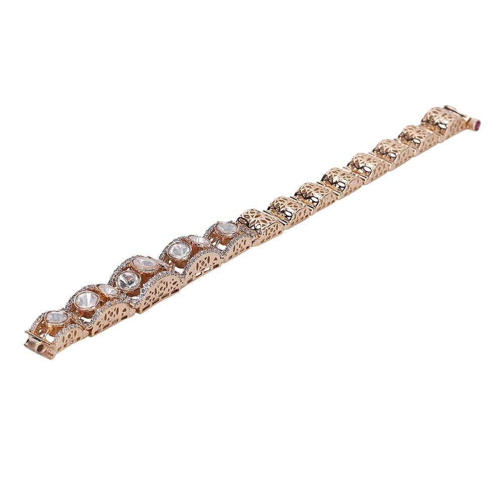 Antique Gold Bracelet with Brilliant White Diamonds - Auraa Trends