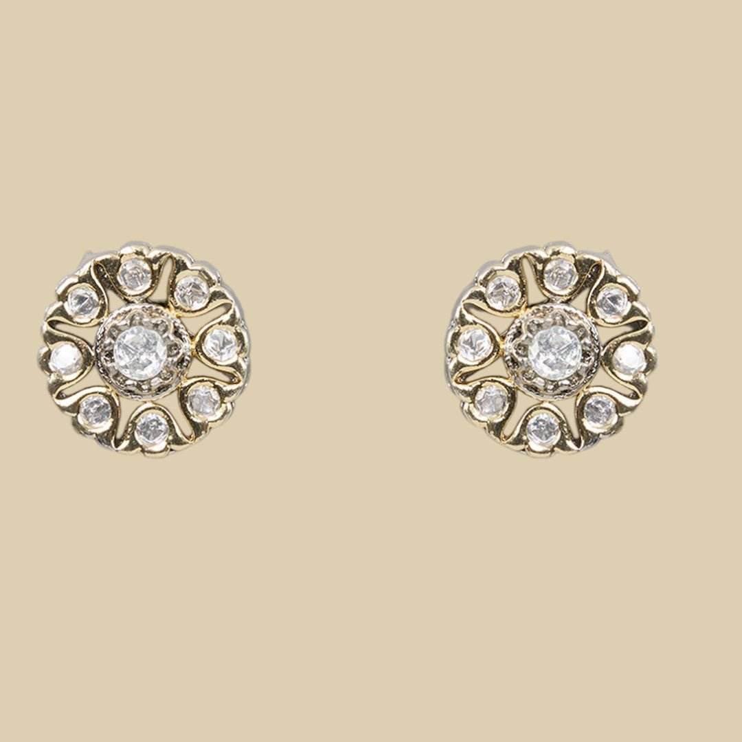 Antique Gold Floral Kundan Choker Necklace Set with Stud Earrings - Auraa Trends