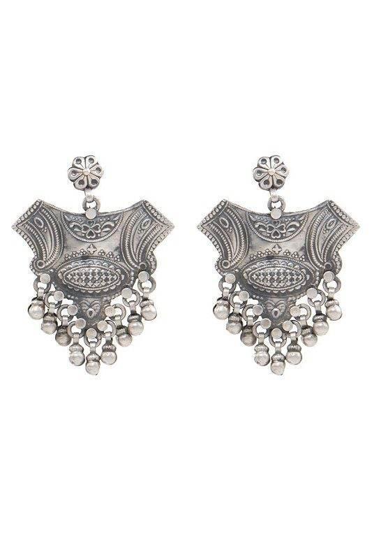 Antique Silver-Plated Boho Chandelier Earrings - Auraa Trends