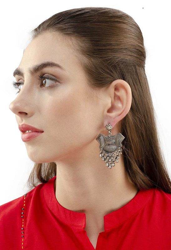 Antique Silver-Plated Boho Chandelier Earrings - Auraa Trends