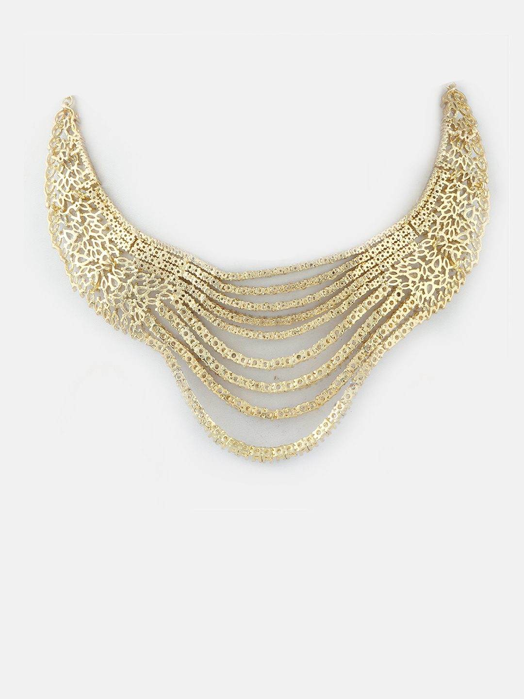 Aristocratic Rhodium Plated American Diamond Necklace Set - Auraa Trends