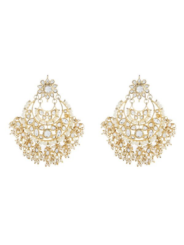 Traditional Polki Crescent Earrings Set