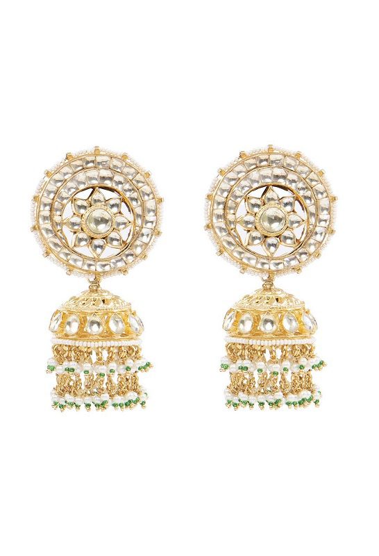 Buy Moissanite Kundan Jhumka Earrings