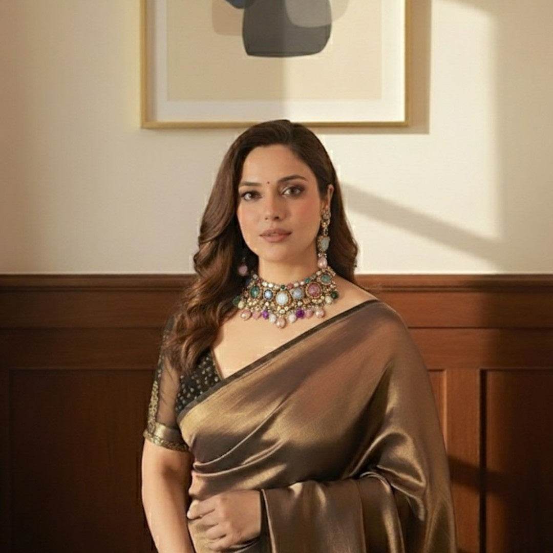 Multicolor Kundan Choker Necklace Set with Earrings - Auraa Trends
