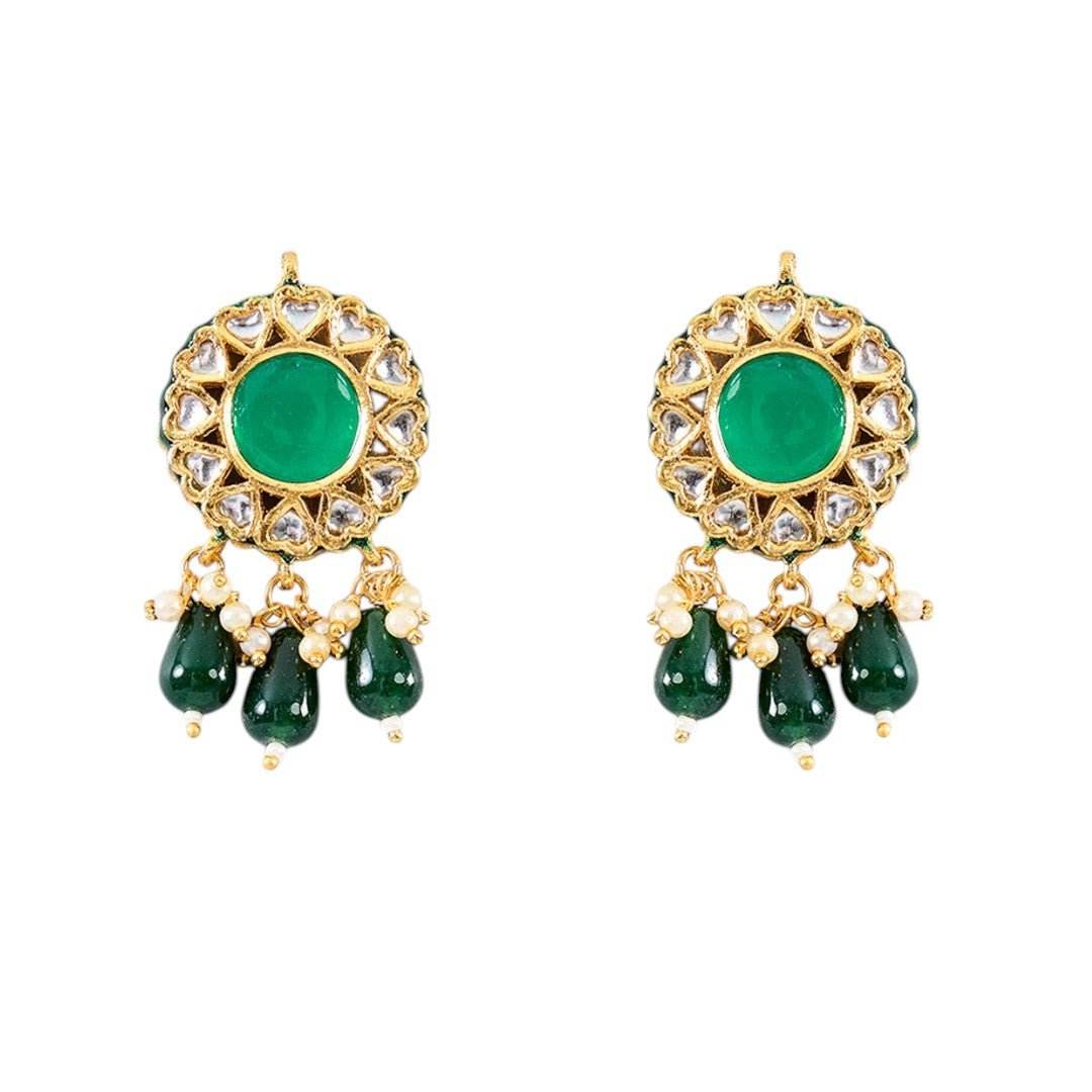 Beautiful Green Kundan Choker Necklace Set with Earrings –Traditional Bridal Jewelry - Auraa Trends