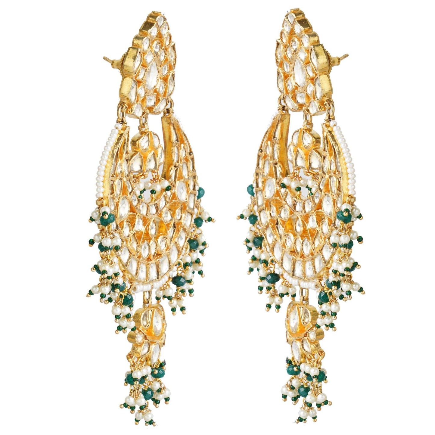 Bedazzling Kundan Chandbaali Earrings - Auraa Trends