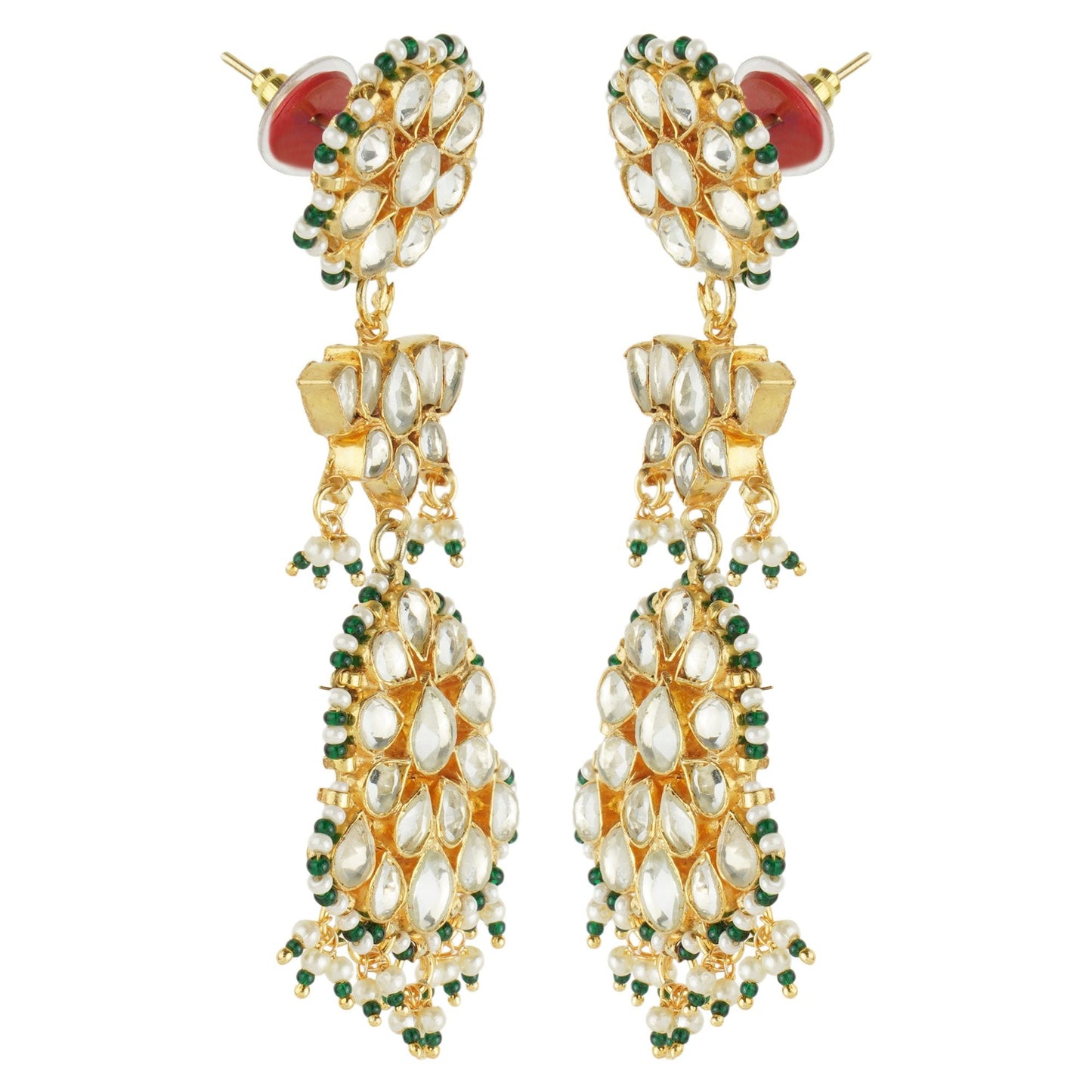 Bedazzling Kundan Necklace Set. Meticulously crafted with gold plating - Auraa Trends - Necklaces -