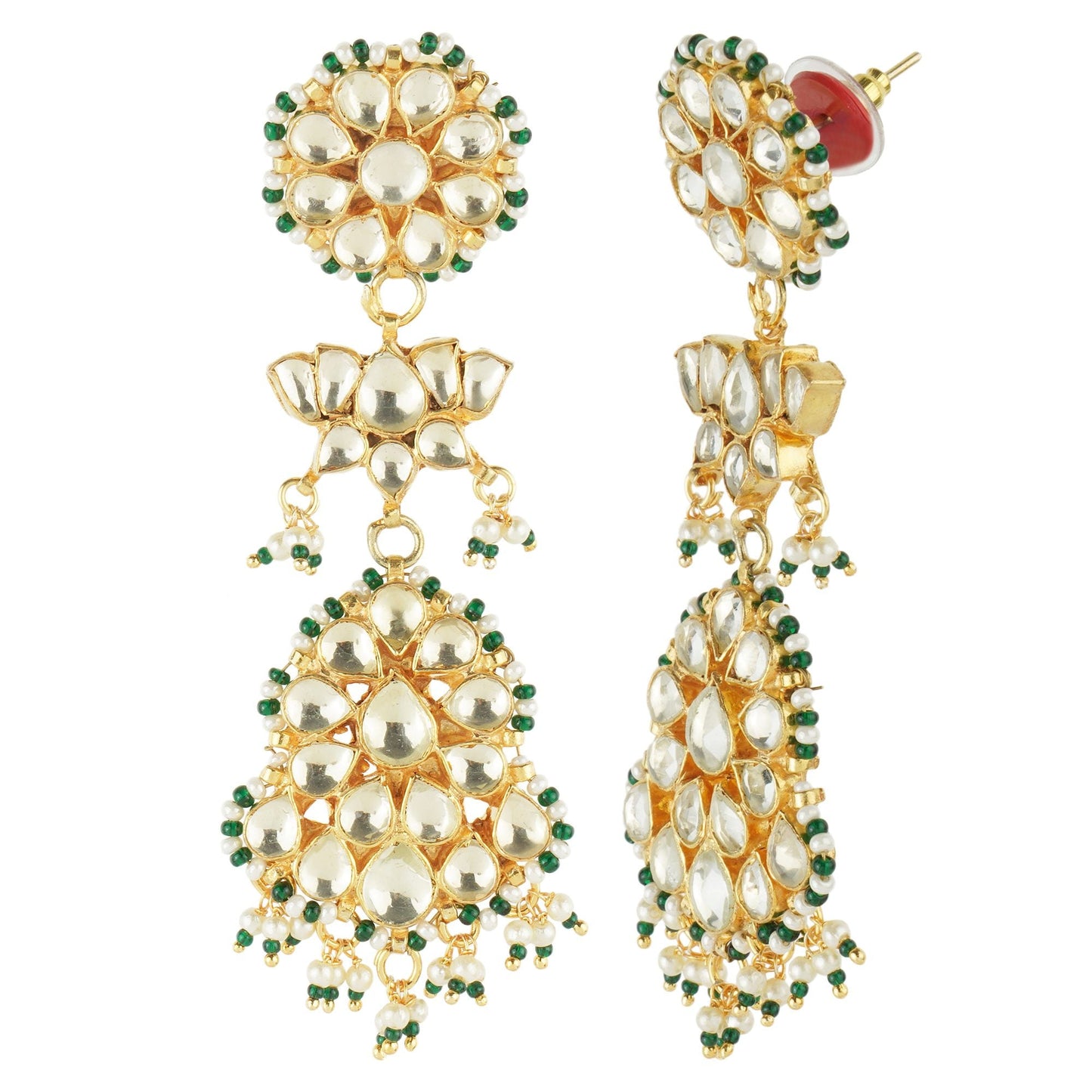 Bedazzling Kundan Necklace Set. Meticulously crafted with gold plating - Auraa Trends - Necklaces -